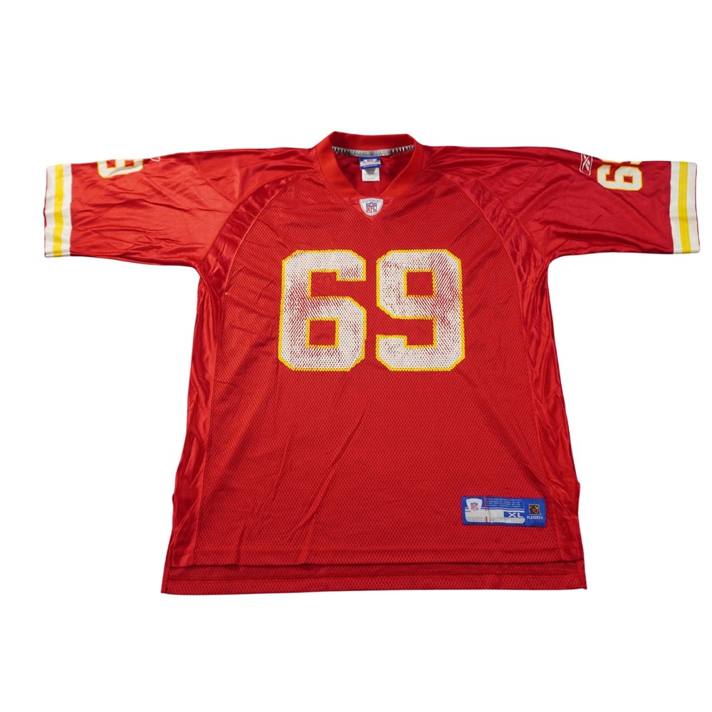 Reebok NFL Jersey Mens XL Red Kansas City Chiefs 69 Football Mesh V-Neck